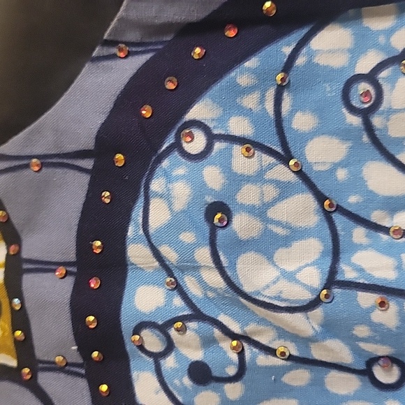 Custom-made Cold Shoulder Rhinestone Decor Multi- Color Patterned Peplum Top - Picture 5 of 14